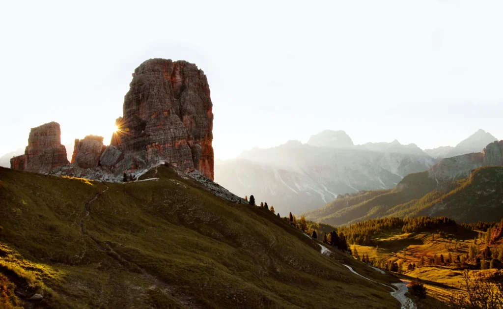 Stunning sunrise over the Dolomites near Cortina d'Ampezzo, Veneto, Italy.